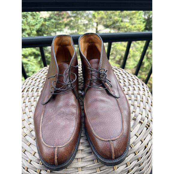 Allen Edmonds Worthingtons Cognac Brown Pebbled Leather Chukka Ankle Boots 15D - Picture 4 of 16